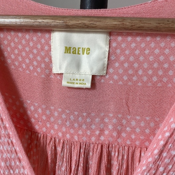 Maeve Coral Polka Dot Cropped Blouse - Picture 2 of 3